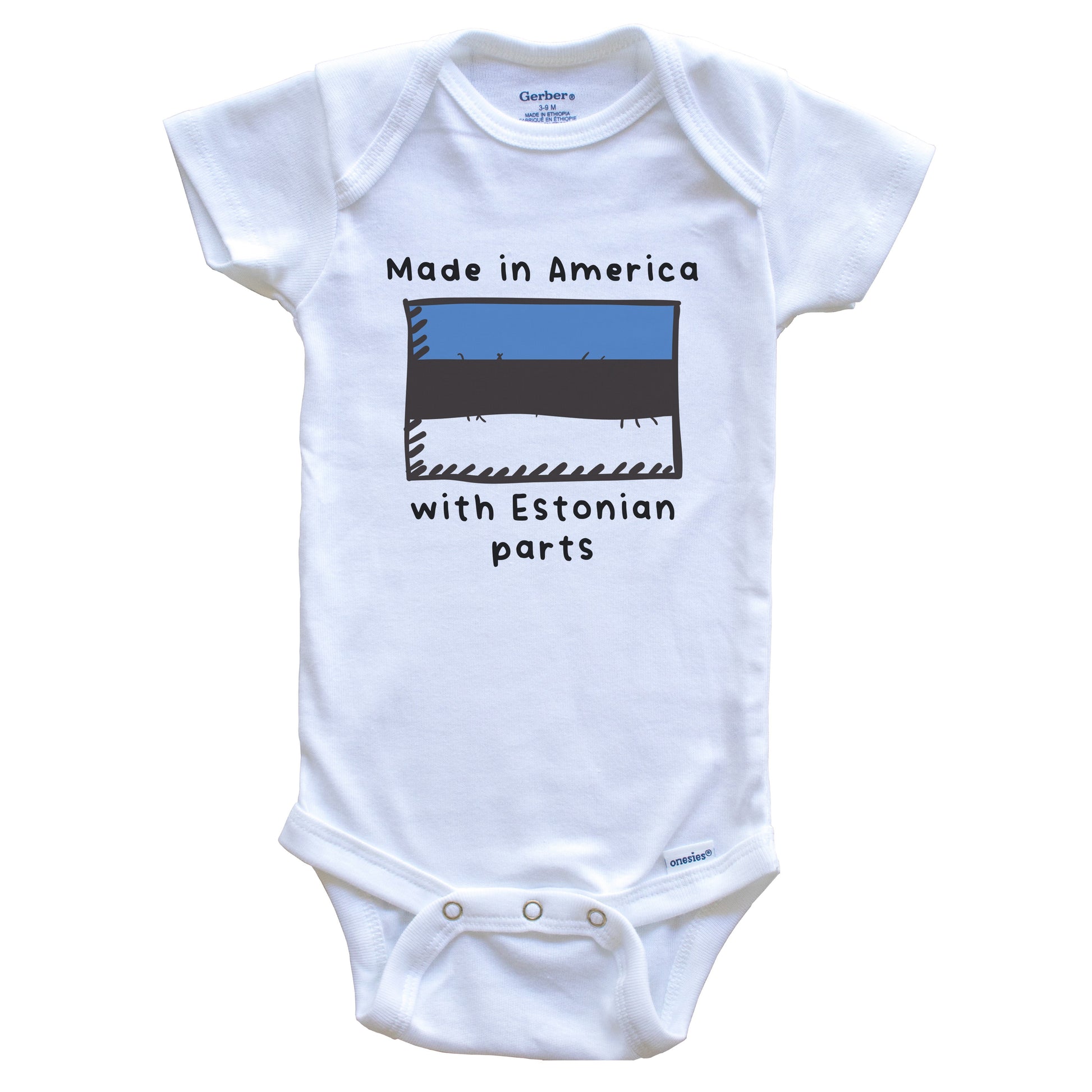 Made In America With Estonian Parts Estonia Flag Baby Onesie