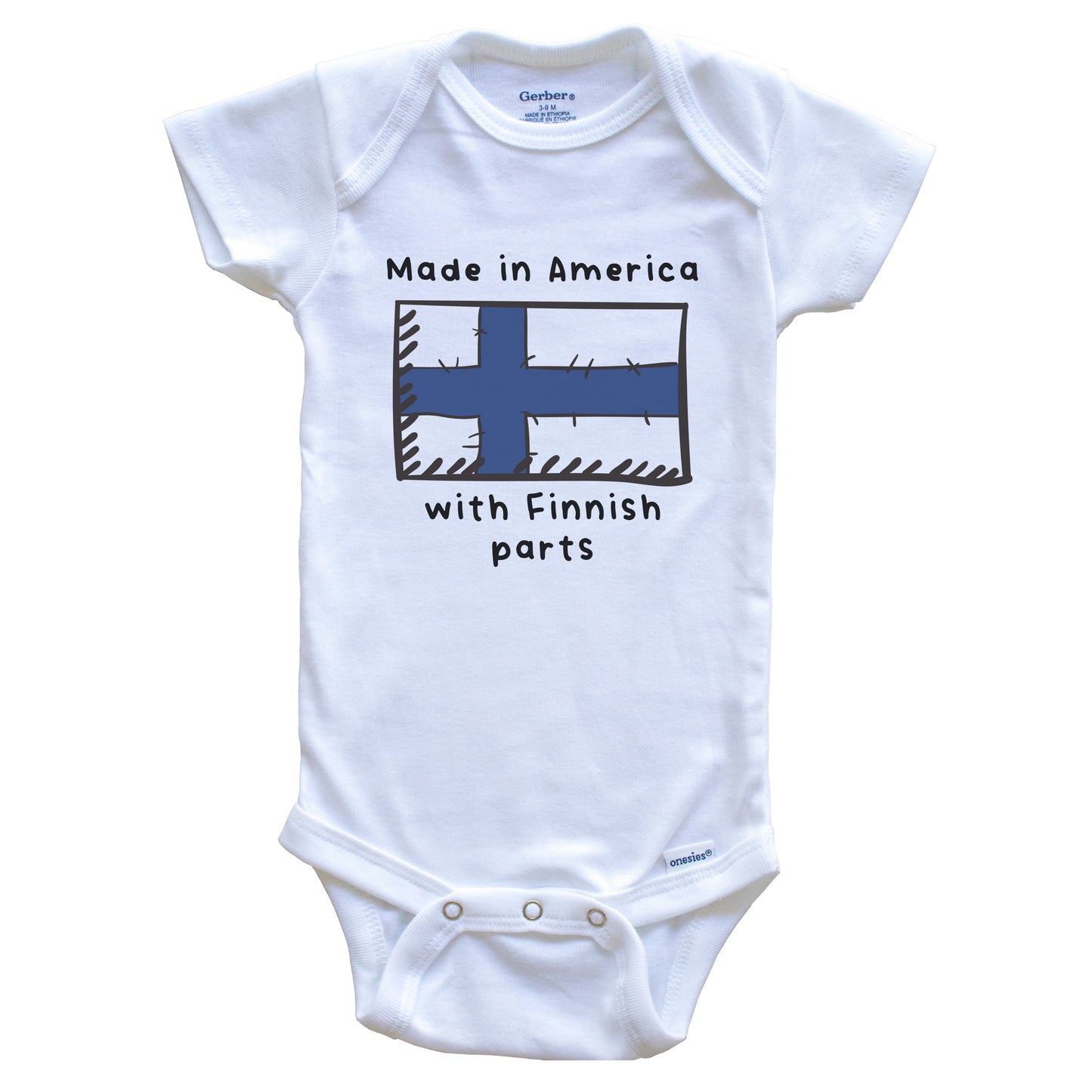 Made In America With Finnish Parts Finland Flag Baby Onesie