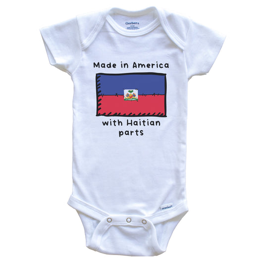 Made In America With Haitian Parts Haiti Flag Baby Onesie