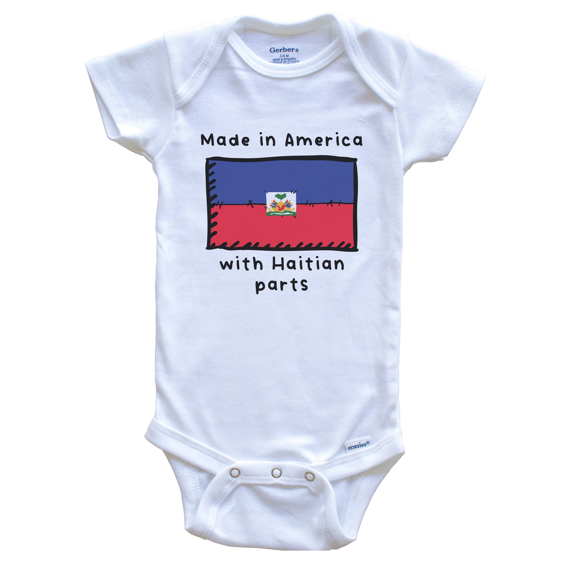 Made In America With Haitian Parts Haiti Flag Baby Onesie