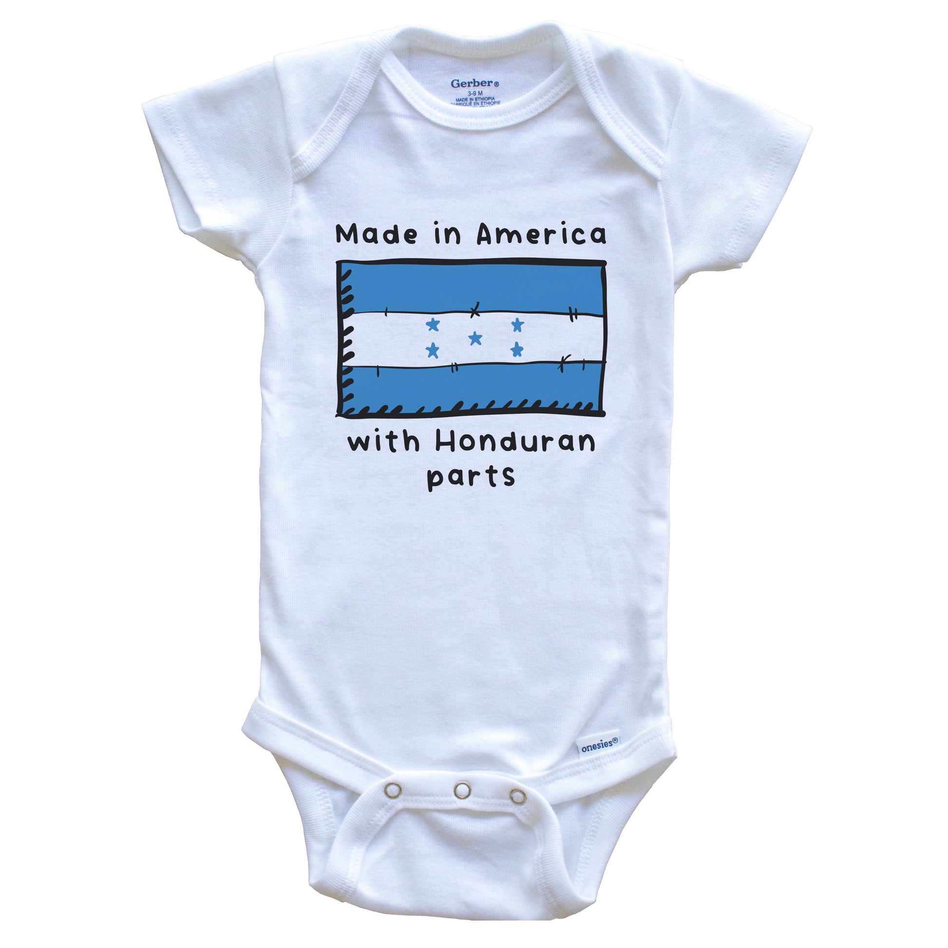 Made In America With Honduran Parts Honduras Flag Baby Onesie