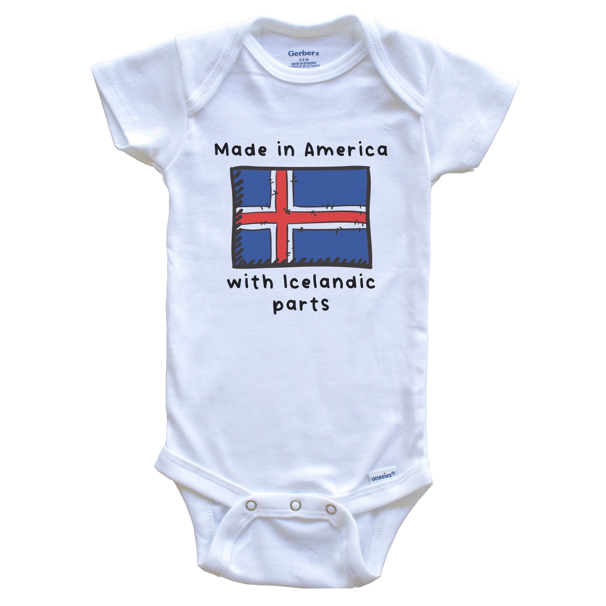 Made In America With Icelandic Parts Iceland Flag Baby Onesie