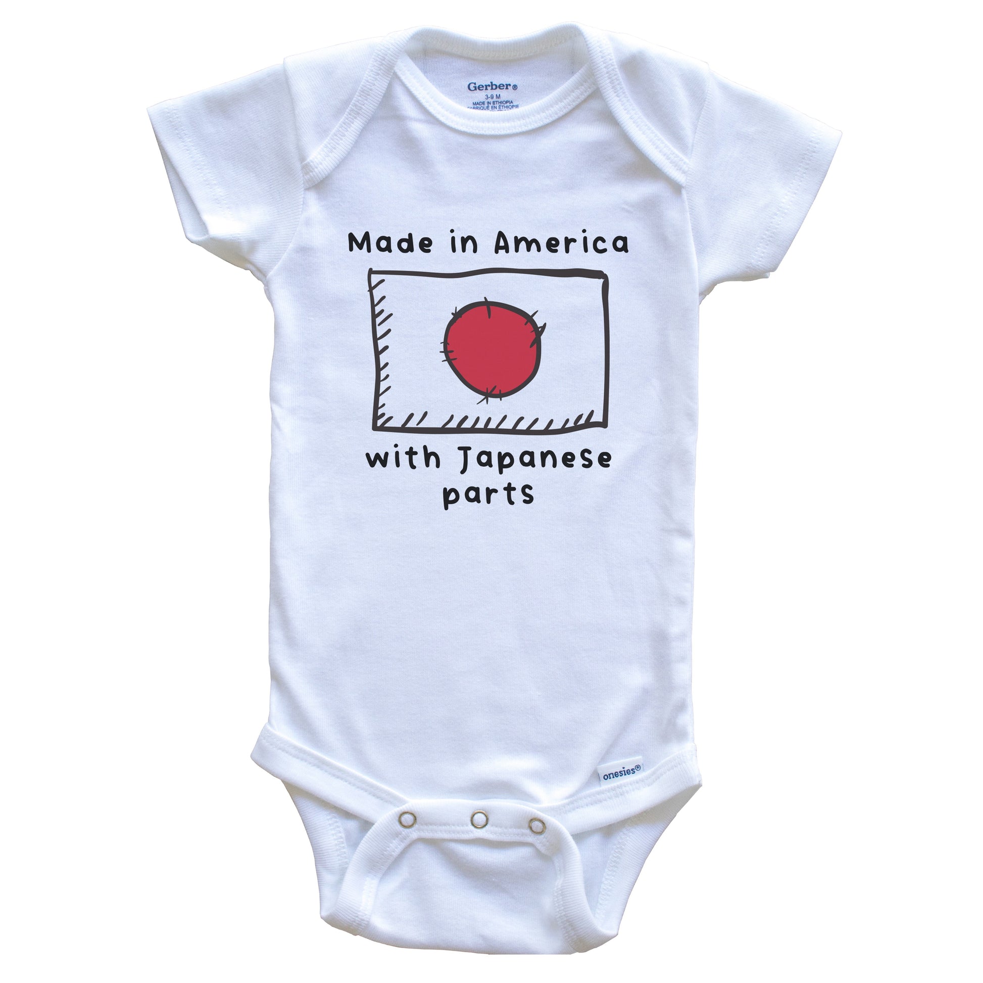 Made In America With Japanese Parts Japan Flag Baby Onesie