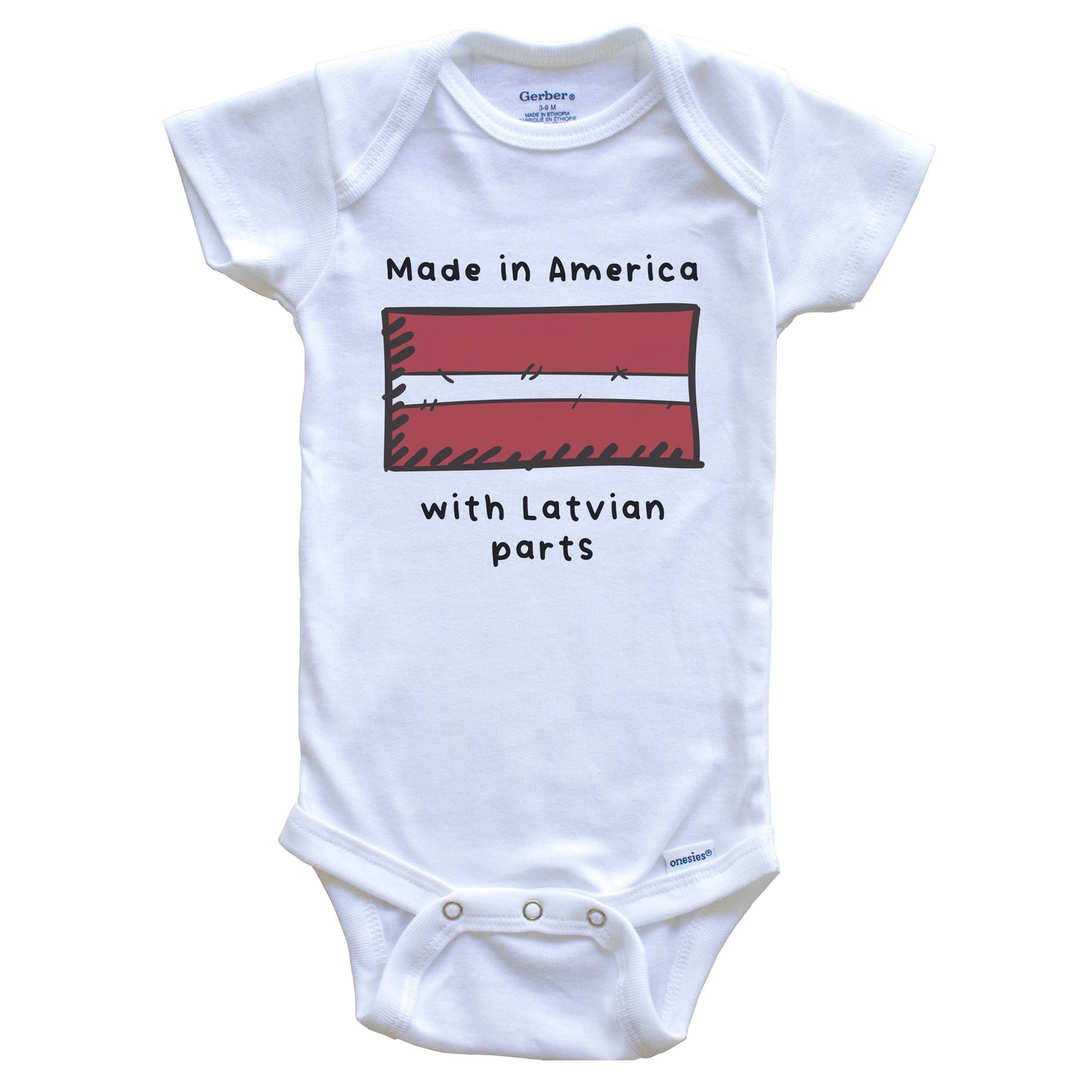 Made In America With Latvian Parts Latvia Flag Baby Onesie