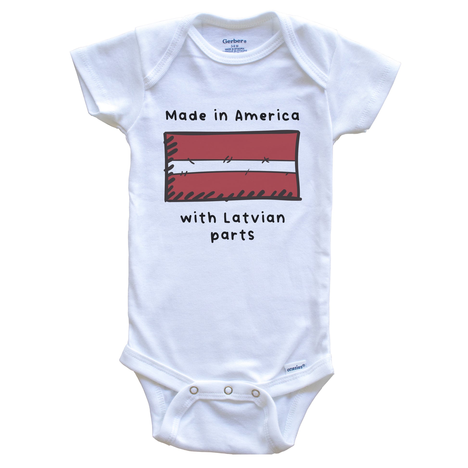 Made In America With Latvian Parts Latvia Flag Baby Onesie