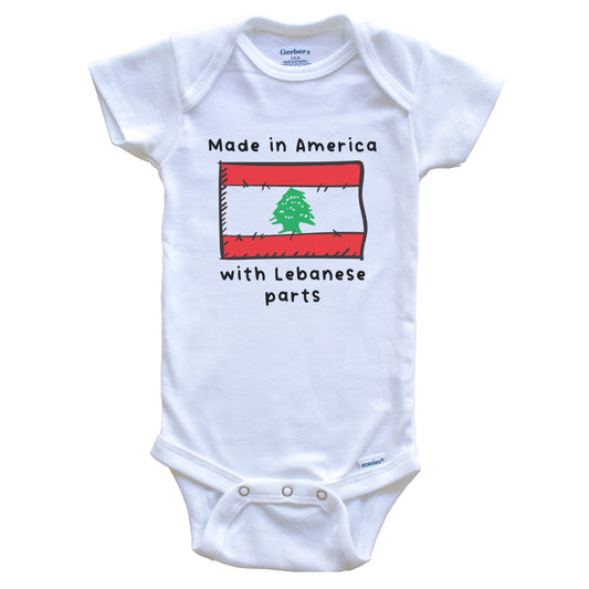Made In America With Lebanese Parts Lebanon Flag Baby Onesie