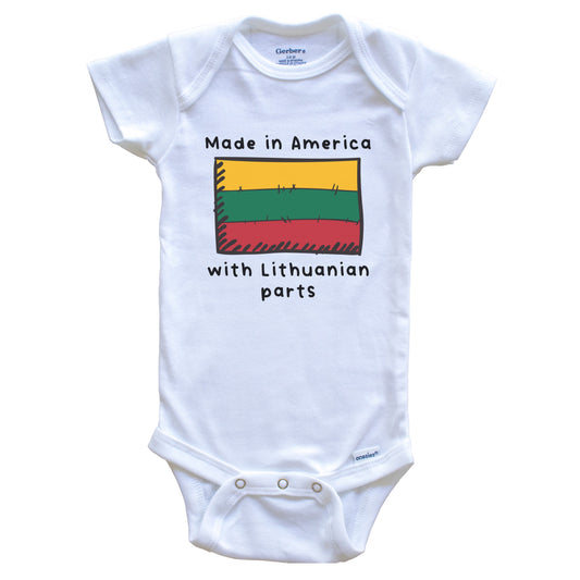 Made In America With Lithuanian Parts Lithuania Flag Baby Onesie