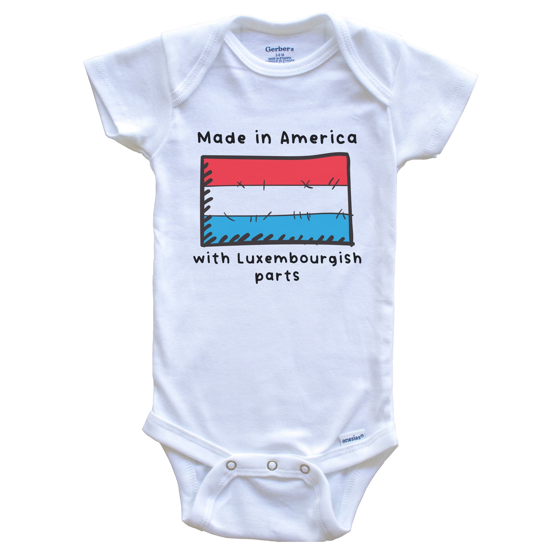 Made In America With Luxembourgish Parts Luxembourg Flag Baby Onesie