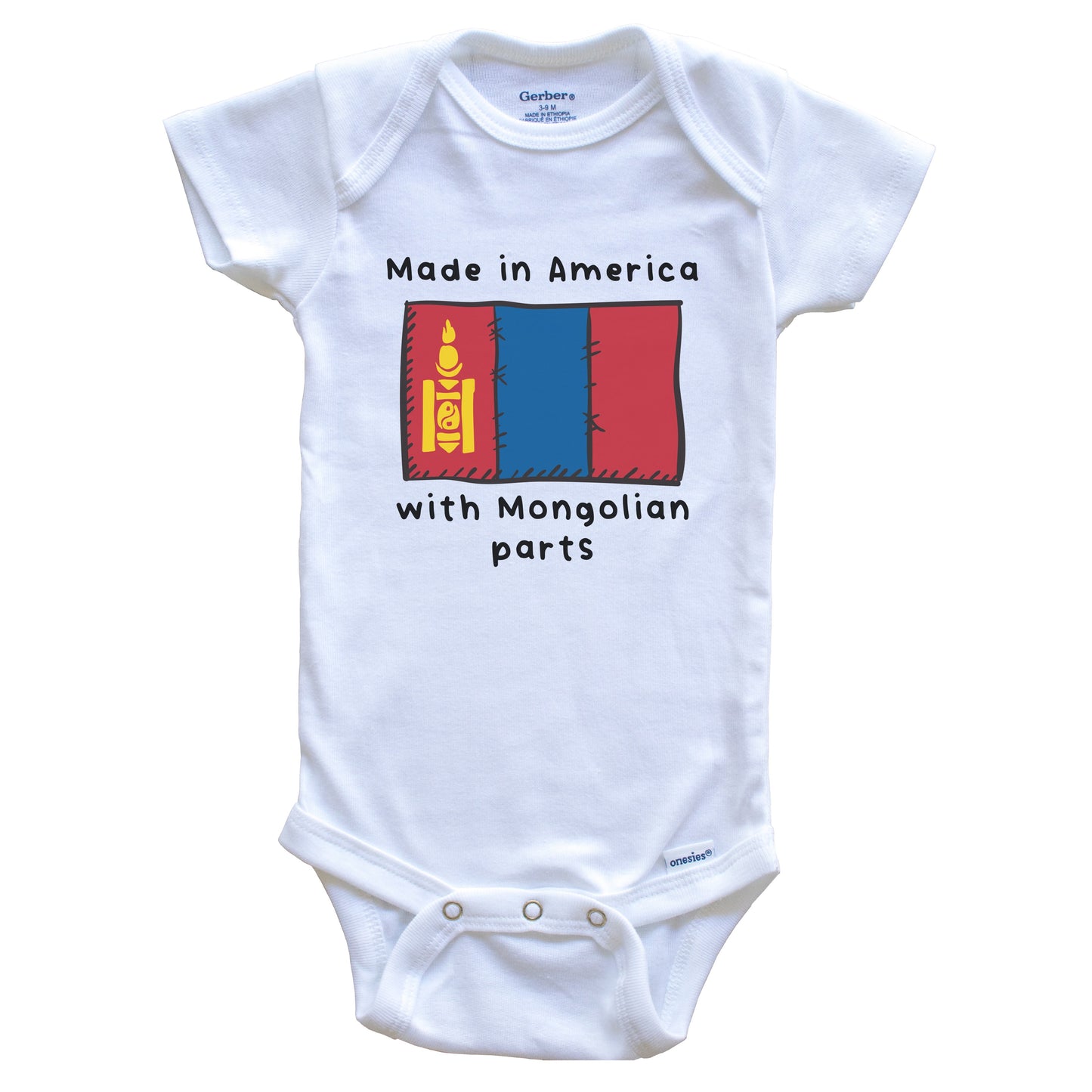 Made In America With Mongolian Parts Mongolia Flag Baby Onesie