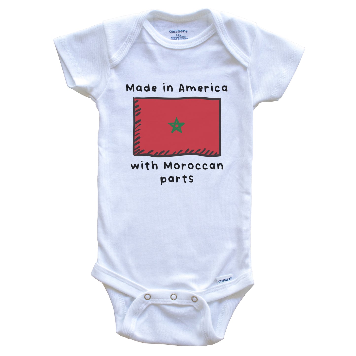 Made In America With Moroccan Parts Morocco Flag Baby Onesie