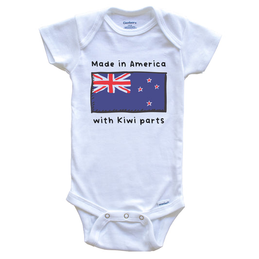 Made In America With Kiwi Parts New Zealand Flag Baby Onesie