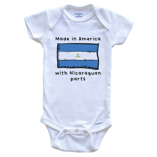Made In America With Nicaraguan Parts Nicaragua Flag Baby Onesie