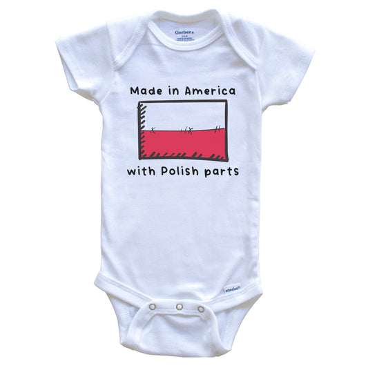 Made In America With Polish Parts Poland Flag Baby Onesie