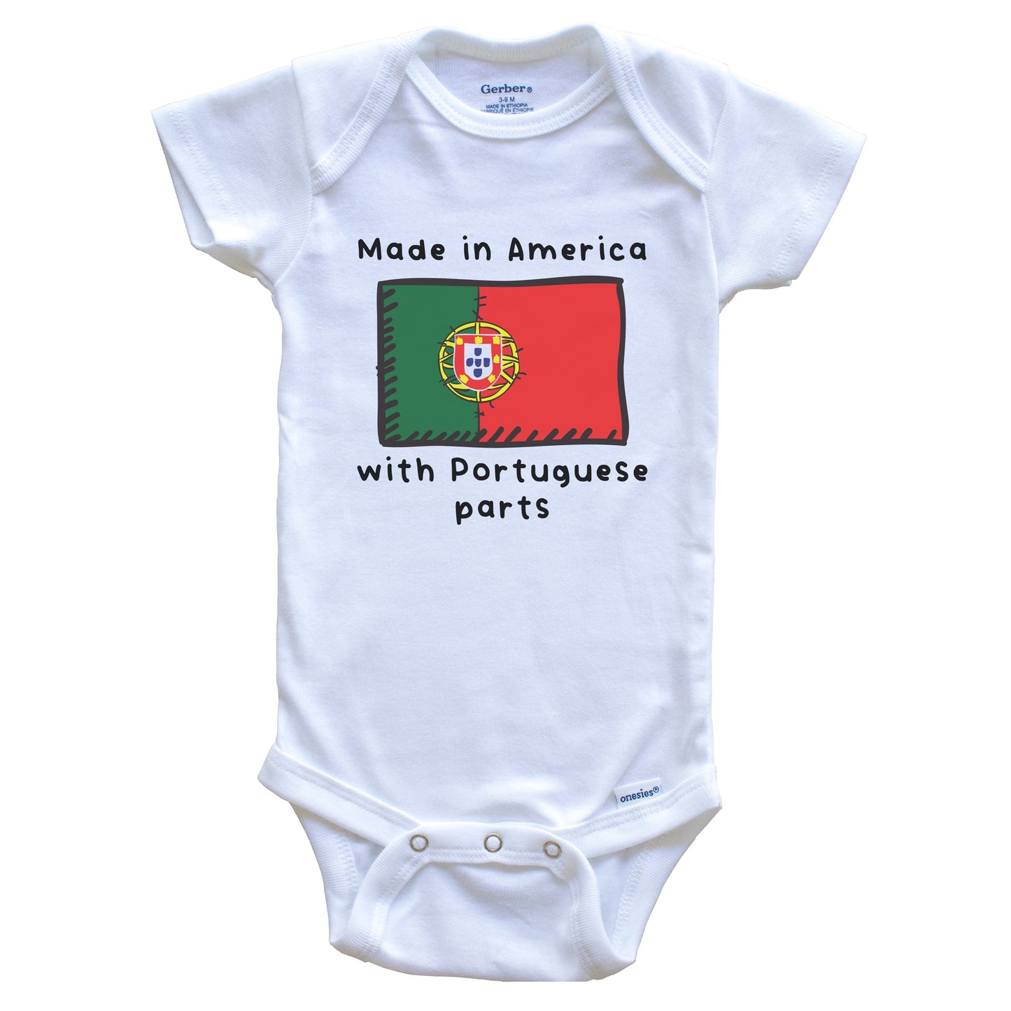 Made In America With Portuguese Parts Portugal Flag Baby Onesie