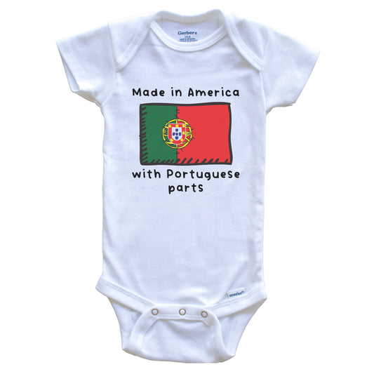 Made In America With Portuguese Parts Portugal Flag Baby Onesie