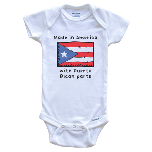 Made In America With Puerto Rican Parts Puerto Rico Flag Baby Onesie