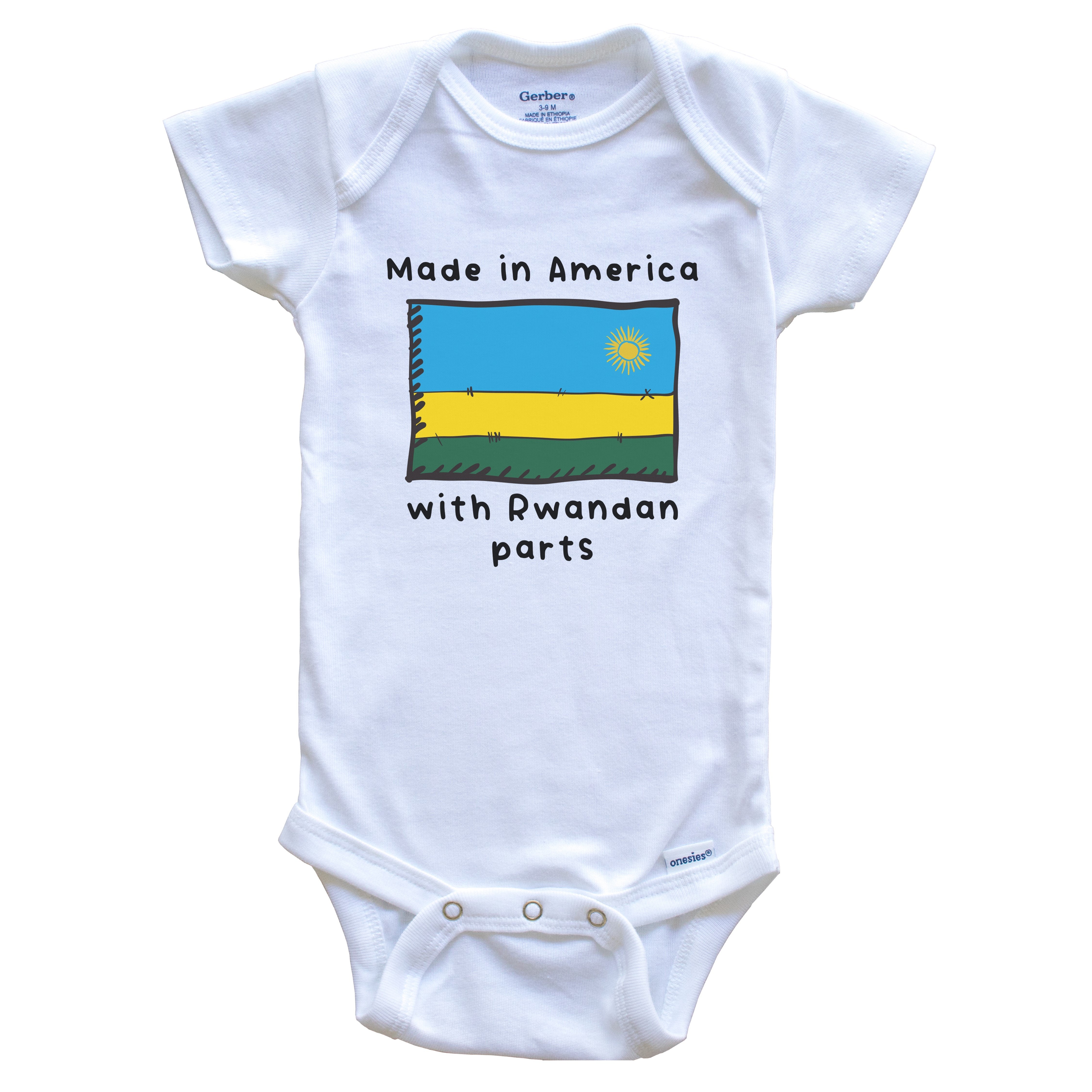 Made In America With Rwandan Parts Rwanda Flag Baby Onesie – Really ...