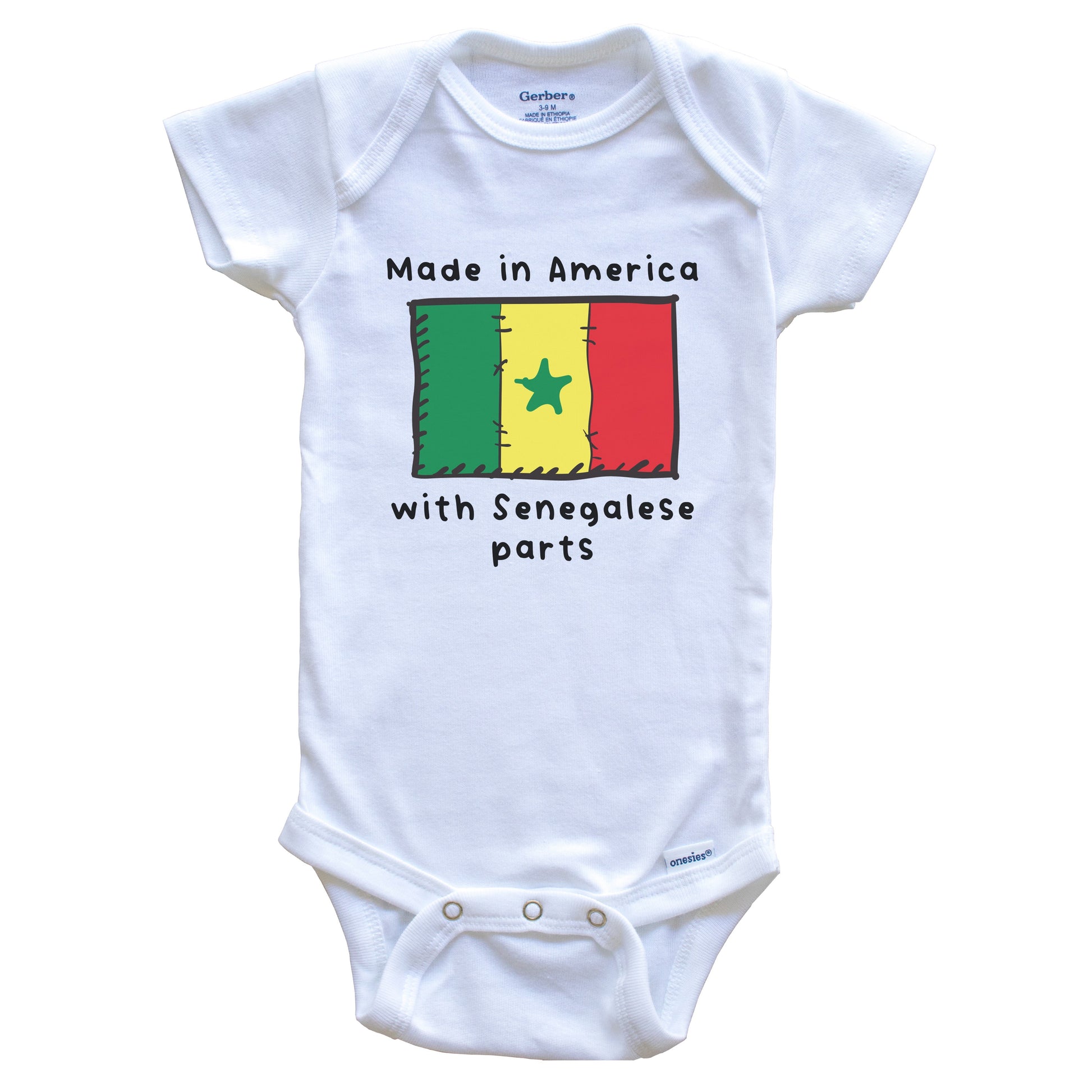 Made In America With Senegalese Parts Senegal Flag Baby Onesie