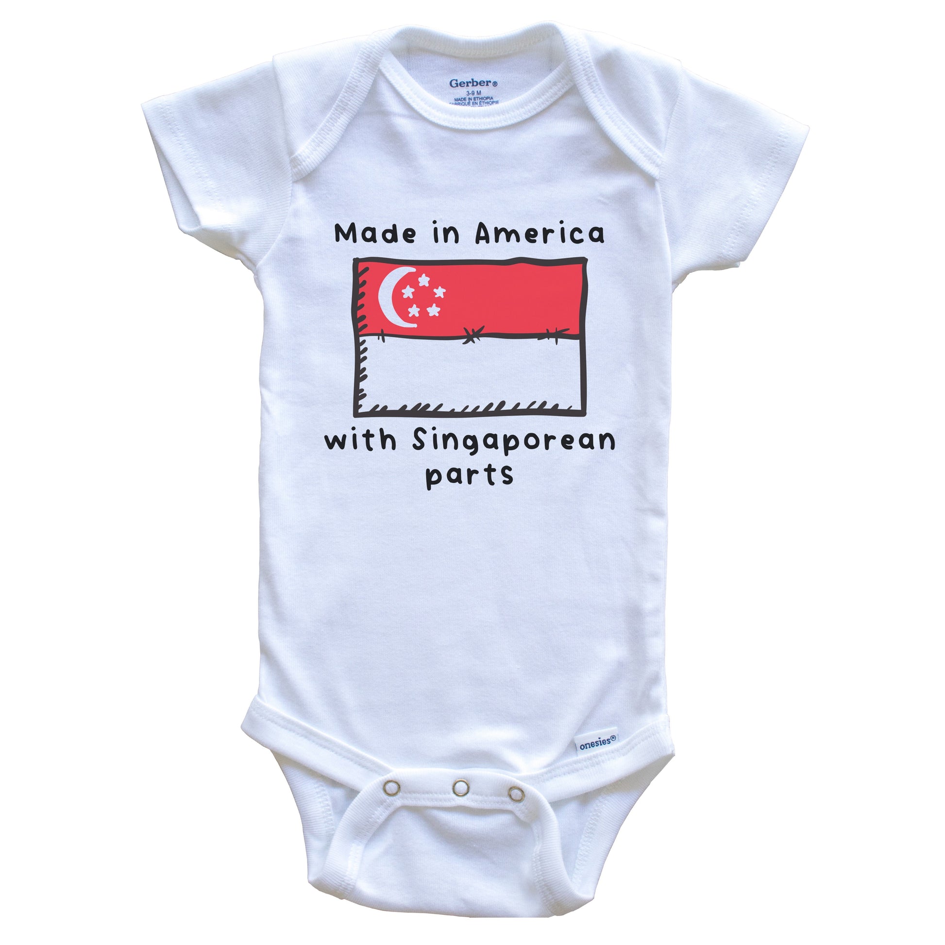 Made In America With Singaporean Parts Singapore Flag Baby Onesie