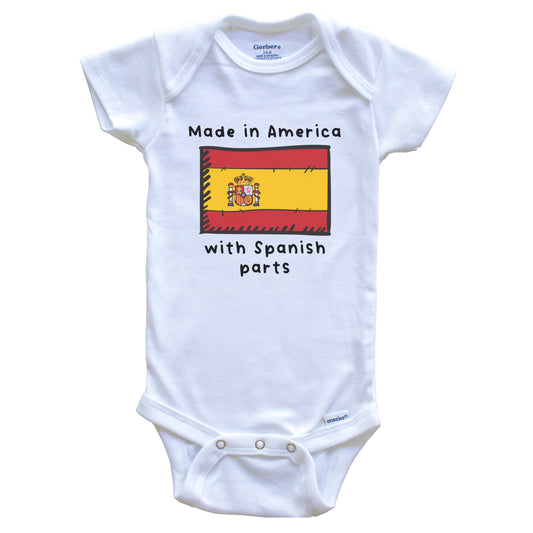 Made In America With Spanish Parts Spain Flag Baby Onesie