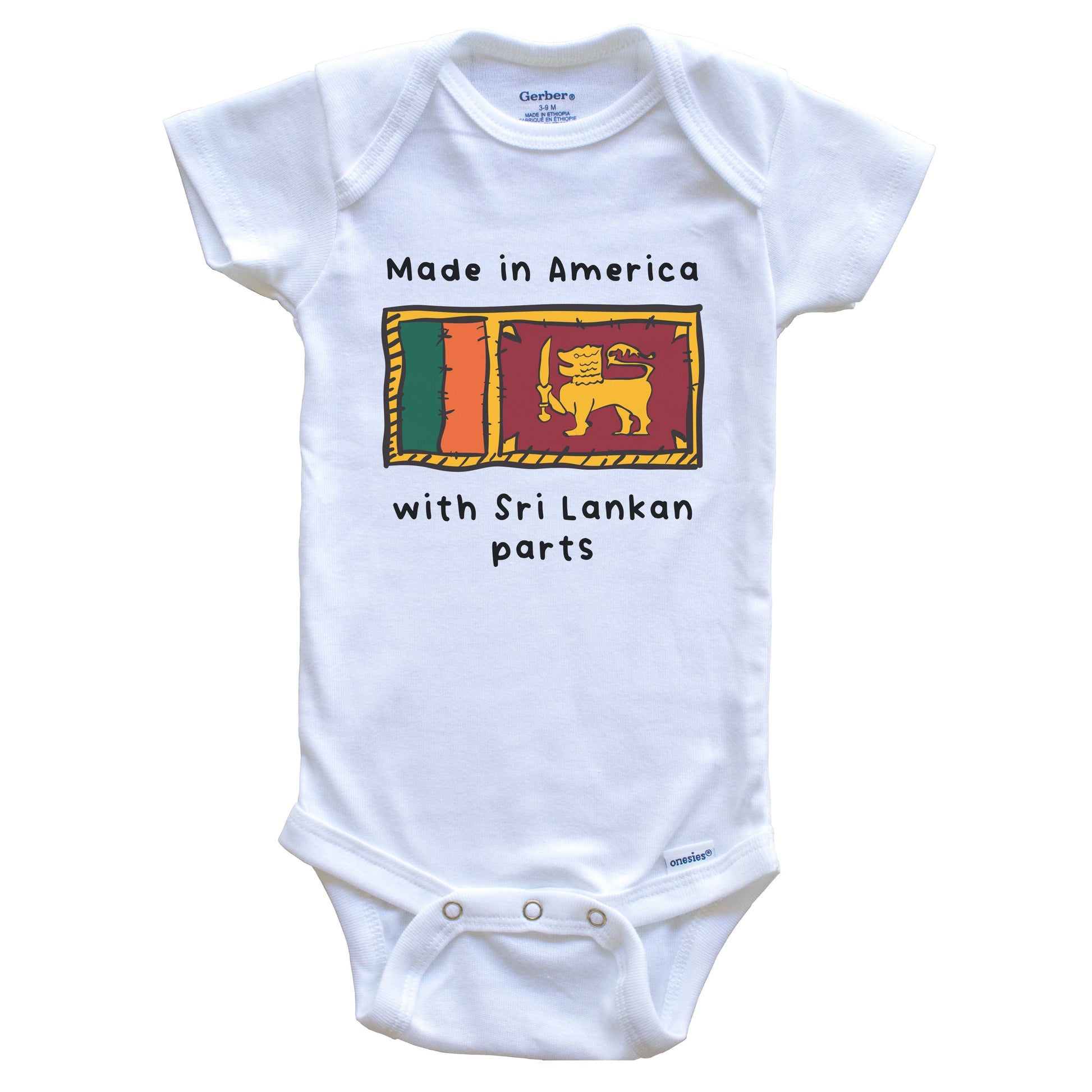 Made In America With Sri Lankan Parts Sri Lanka Flag Baby Onesie