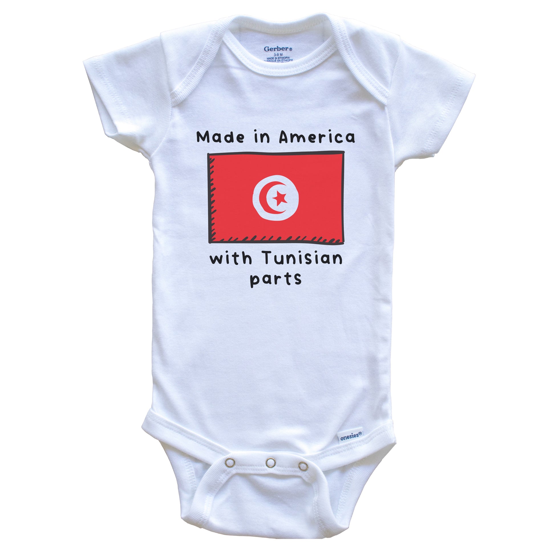Made In America With Tunisian Parts Tunisia Flag Baby Onesie