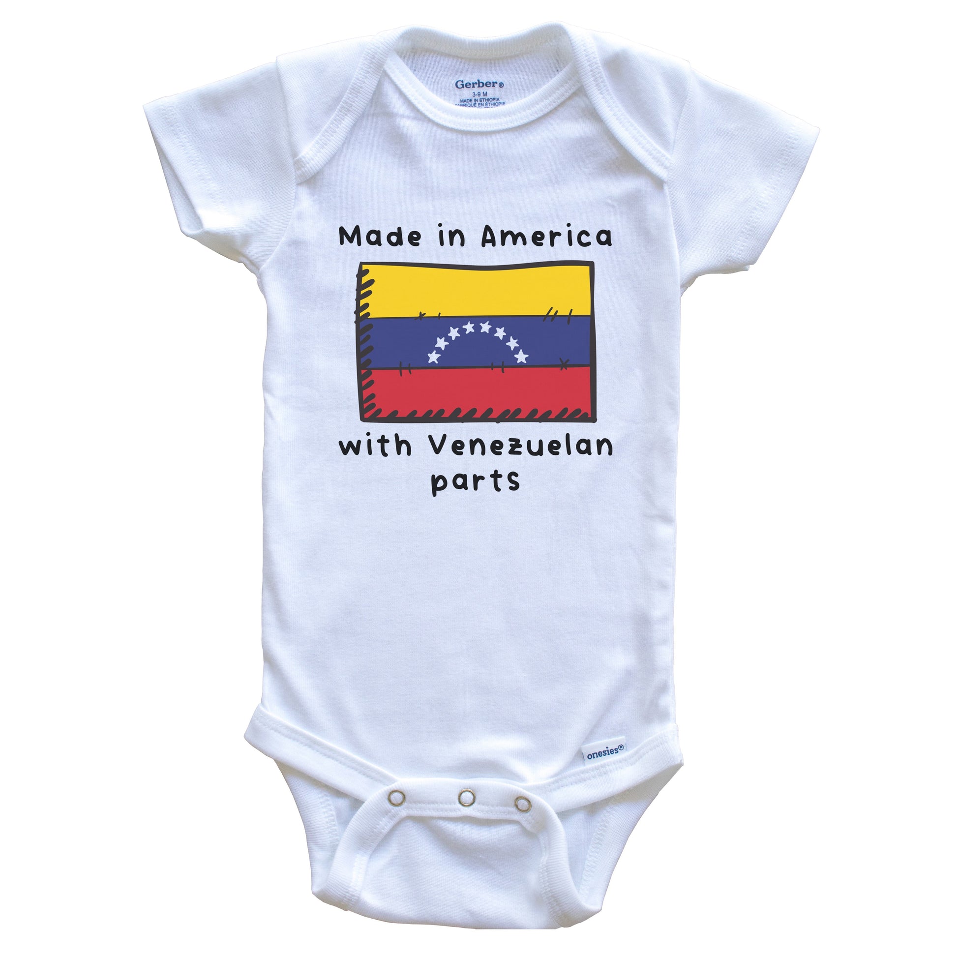 Made In America With Venezuelan Parts Venezuela Flag Baby Onesie