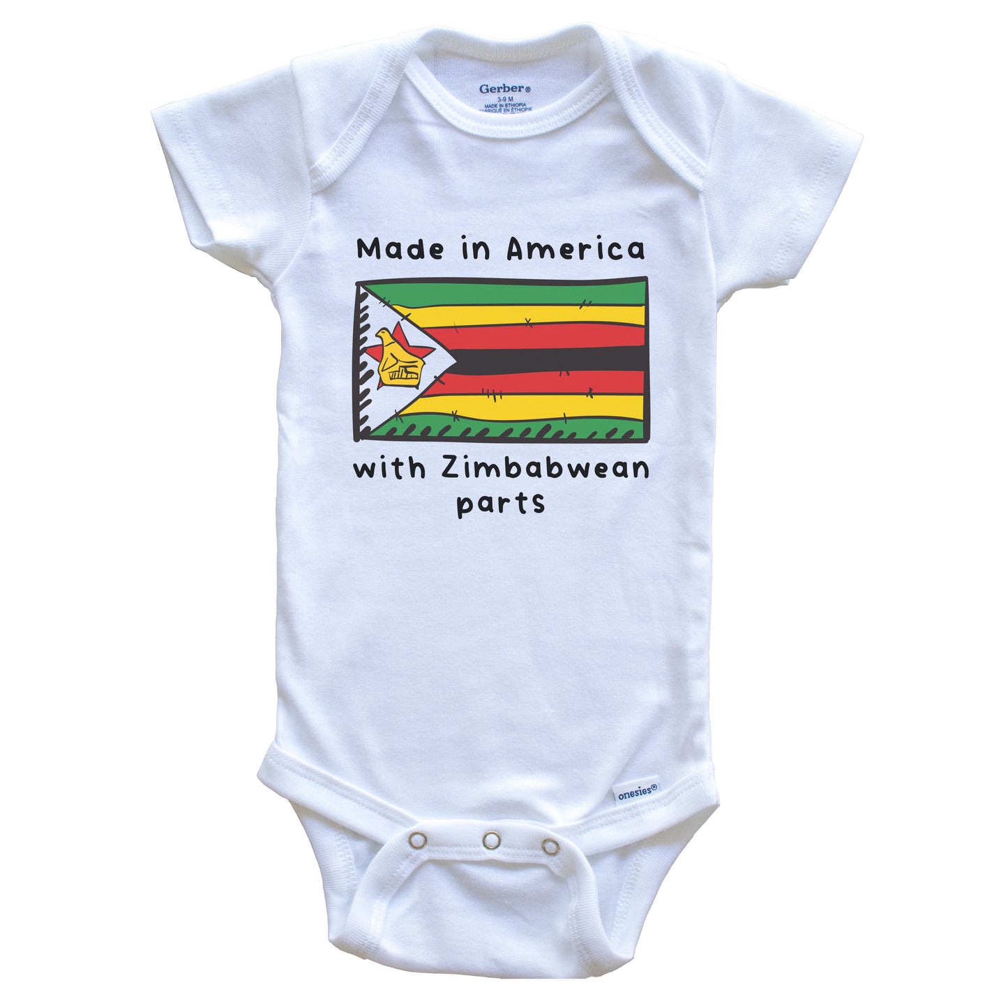 Made In America With Zimbabwean Parts Zimbabwe Flag Baby Onesie