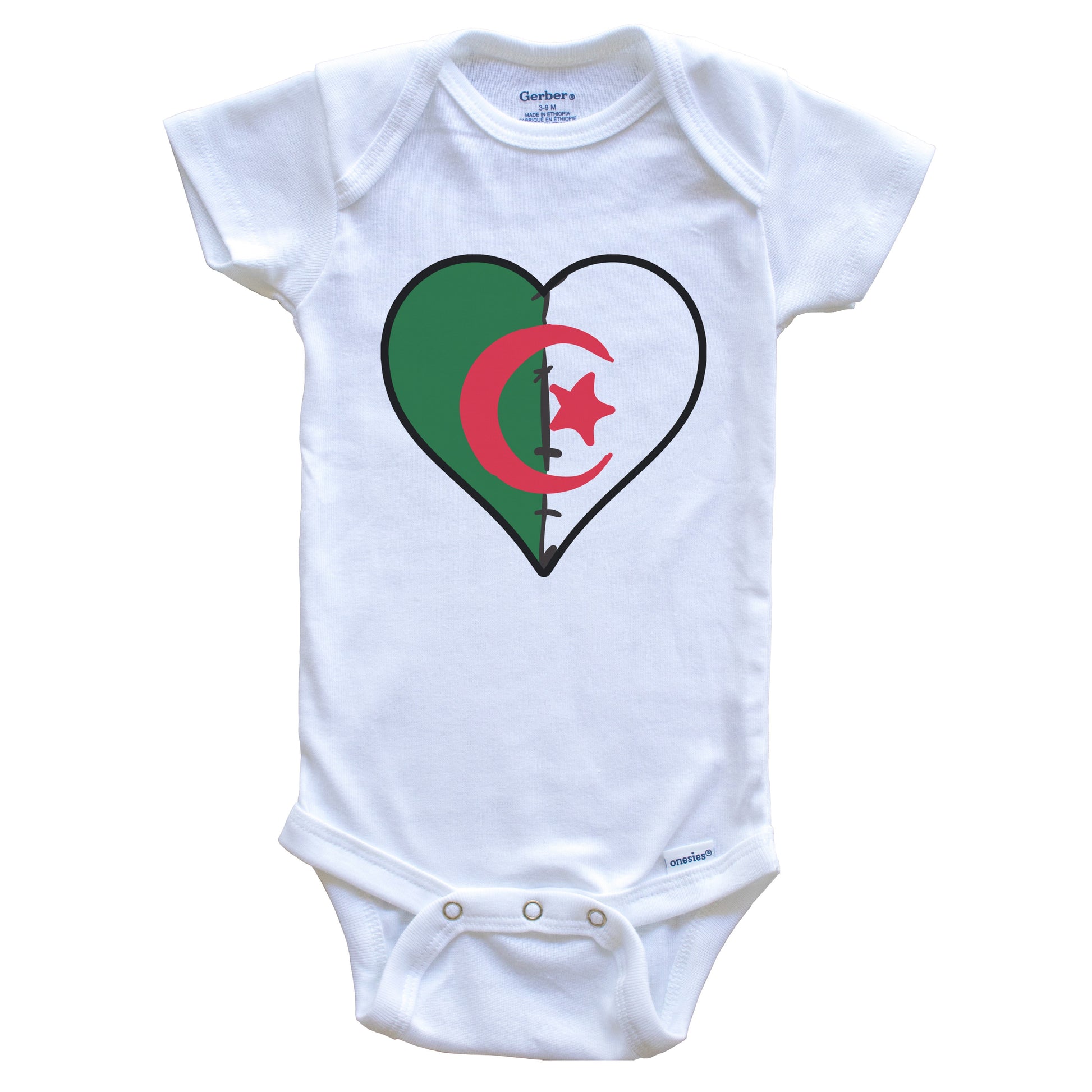 Algeria Heart Algerian Flag Baby Onesie