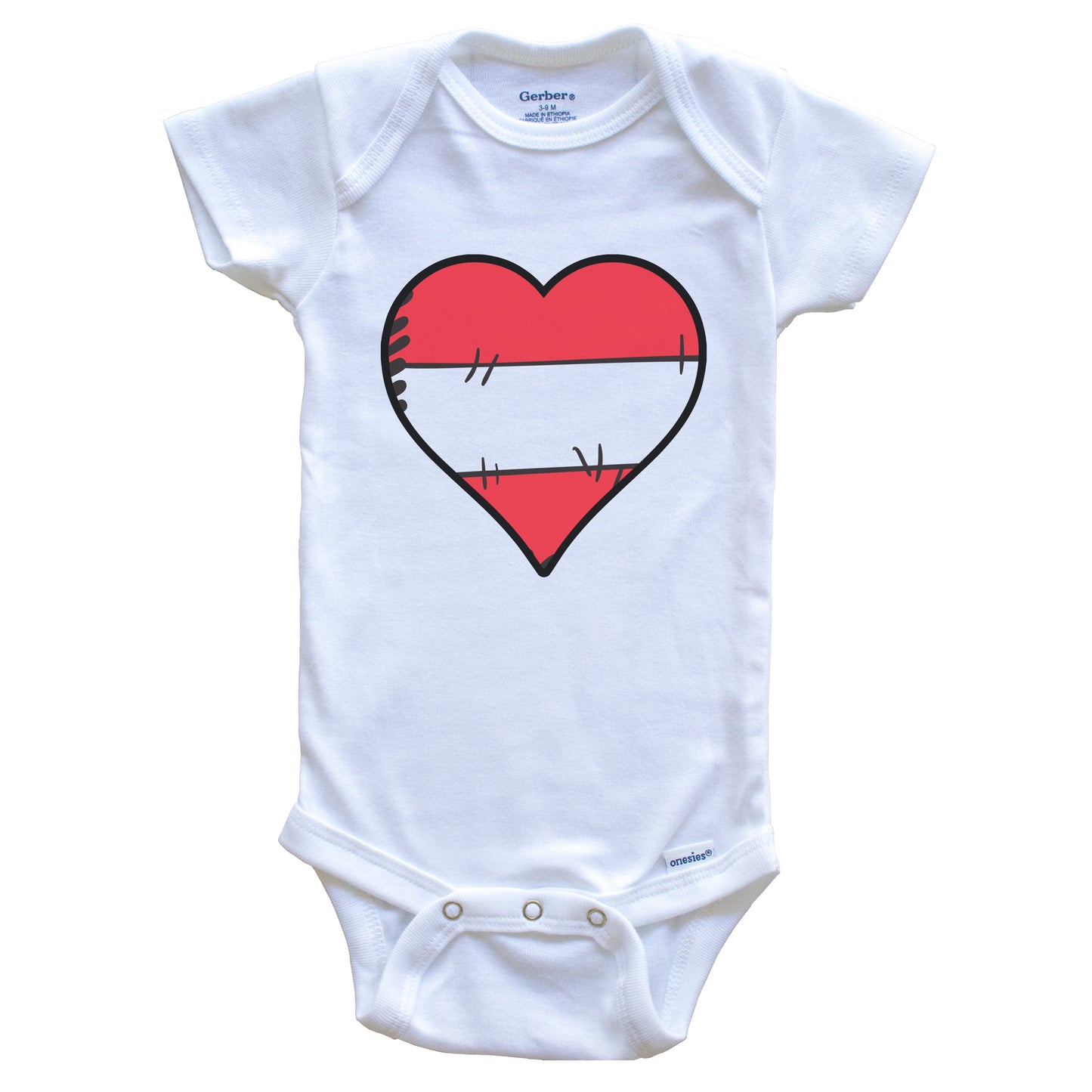 Austria Heart Austrian Flag Baby Onesie