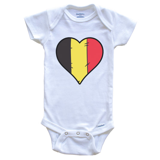 Belgium Heart Belgian Flag Baby Onesie