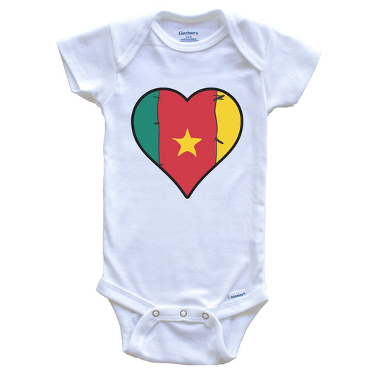 Cameroon Heart Cameroonian Flag Baby Onesie