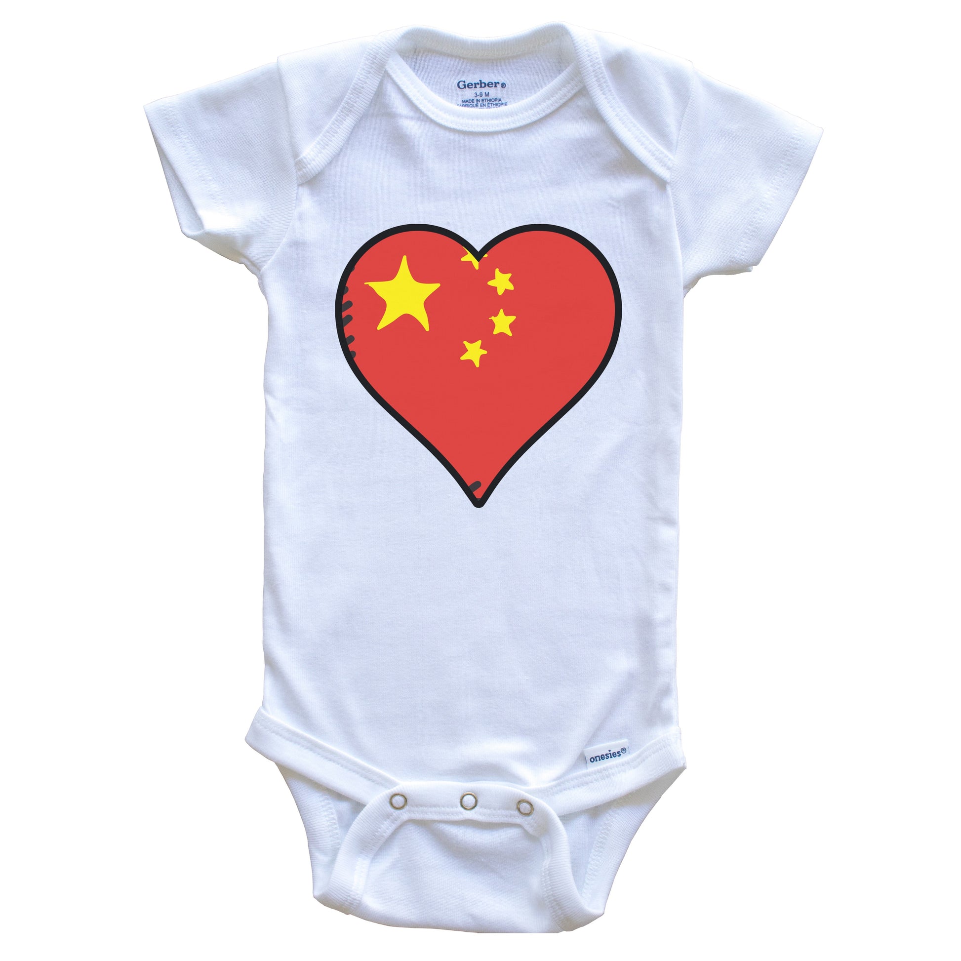 China Heart Chinese Flag Baby Onesie