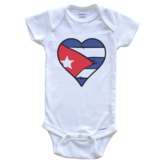 Cuba Heart Cuban Flag Baby Onesie
