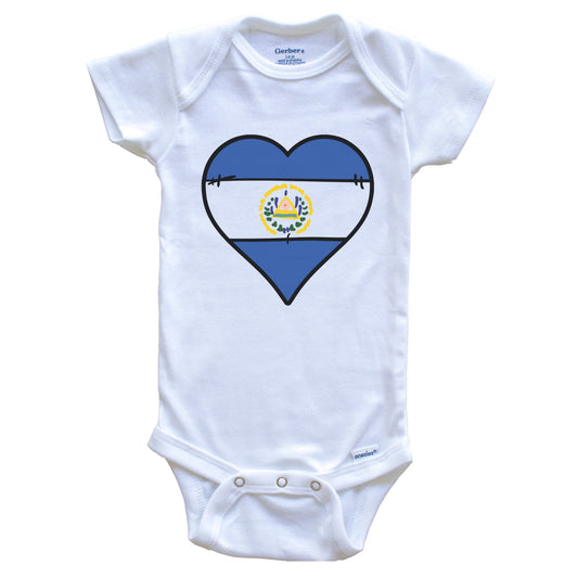 El Salvador Heart Salvadoran Flag Baby Onesie