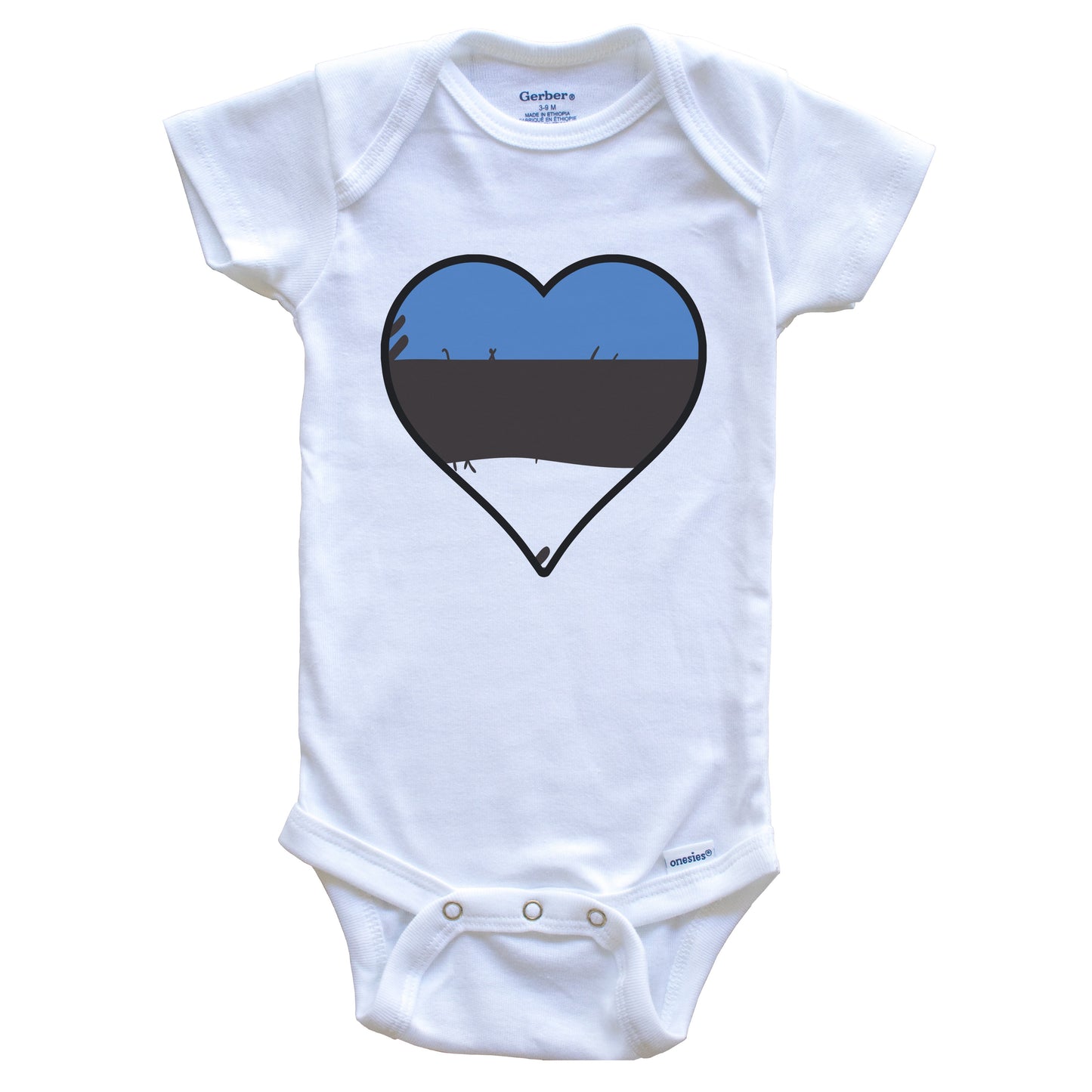 Estonia Heart Estonian Flag Baby Onesie