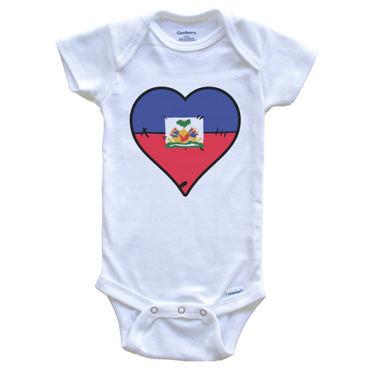 Haiti Heart Haitian Flag Baby Onesie