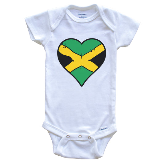 Jamaica Heart Jamaican Flag Baby Onesie