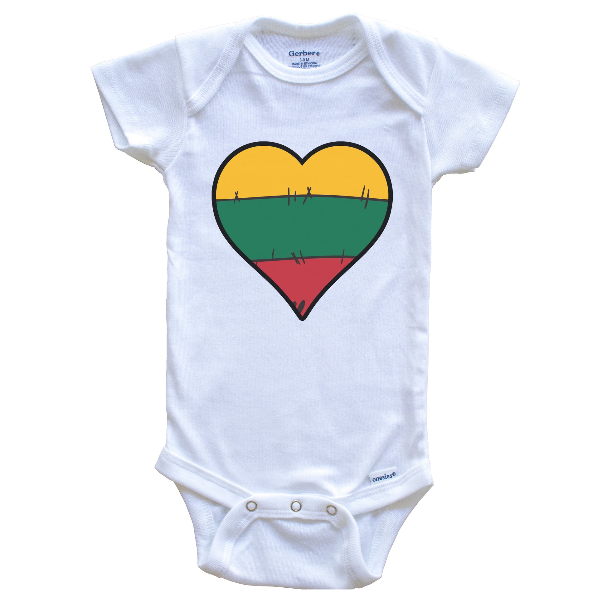 Lithuania Heart Lithuanian Flag Baby Onesie