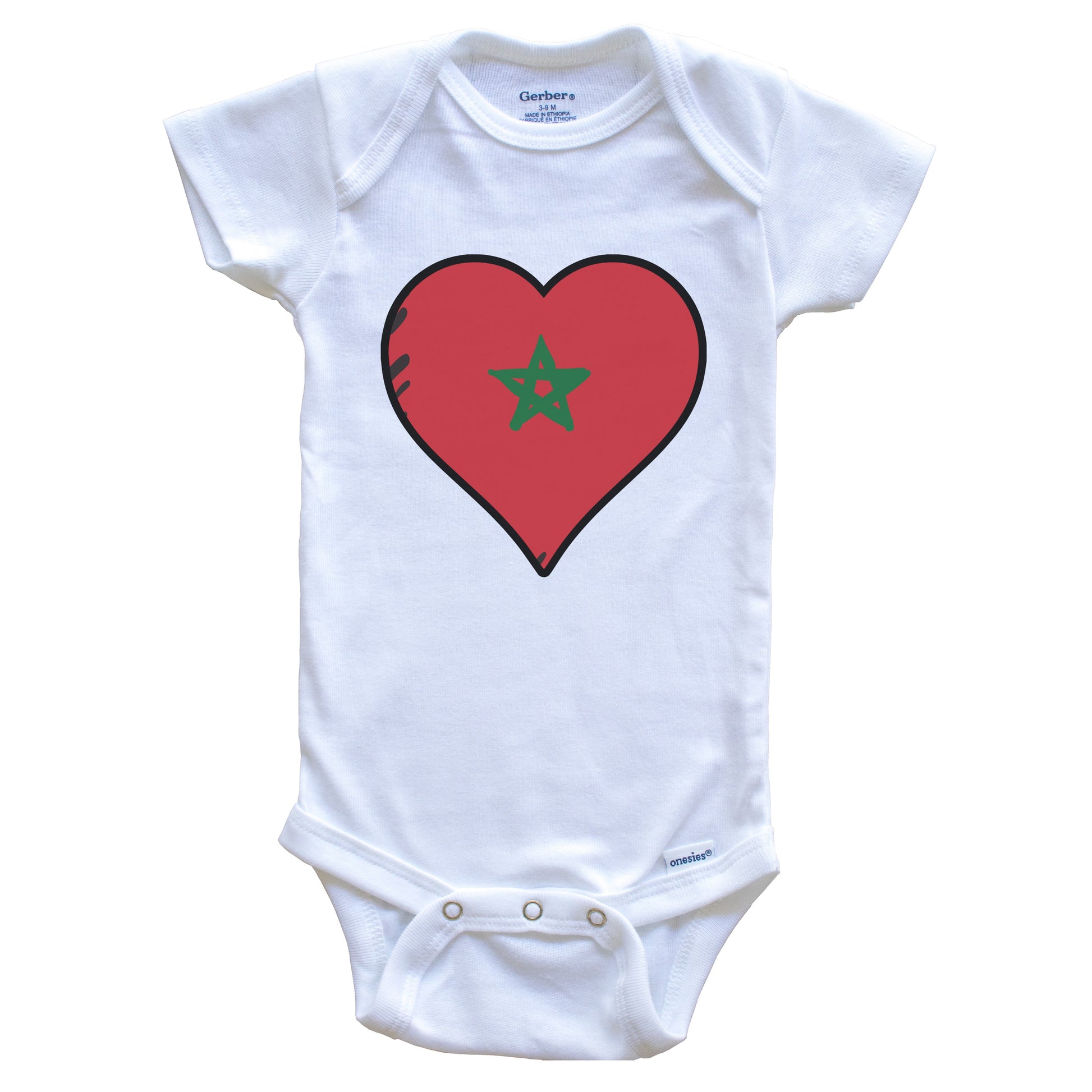 Morocco Heart Moroccan Flag Baby Onesie