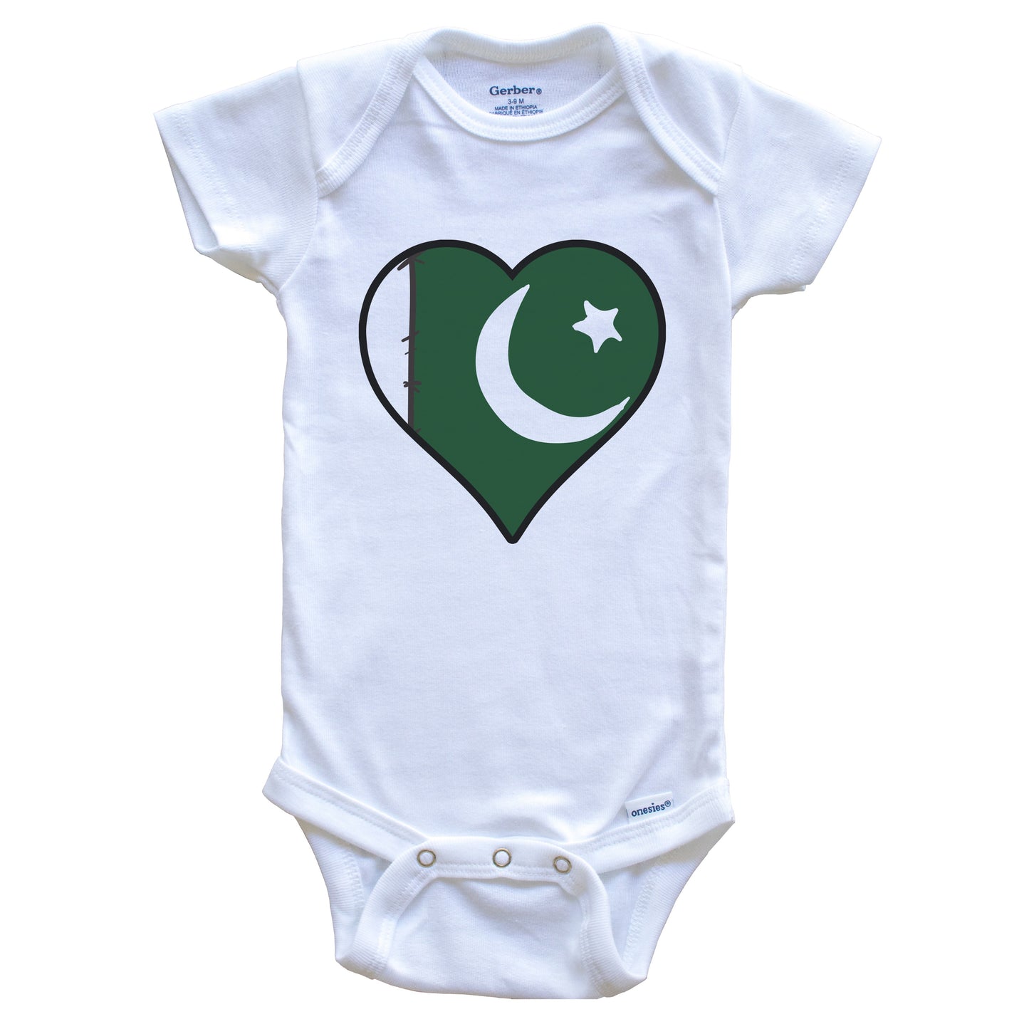 Pakistan Heart Pakistani Flag Baby Onesie