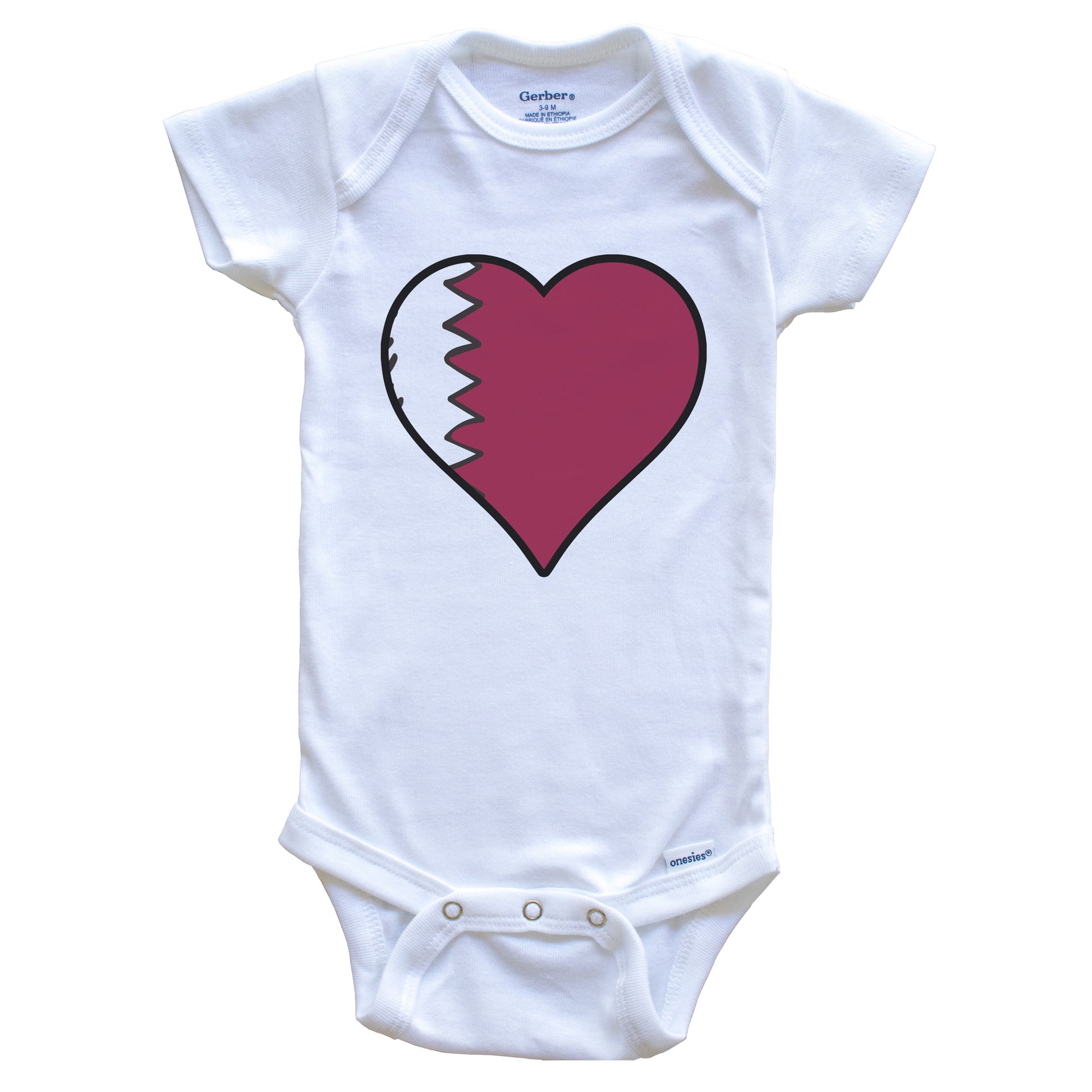Qatar Heart Qatari Flag Baby Onesie