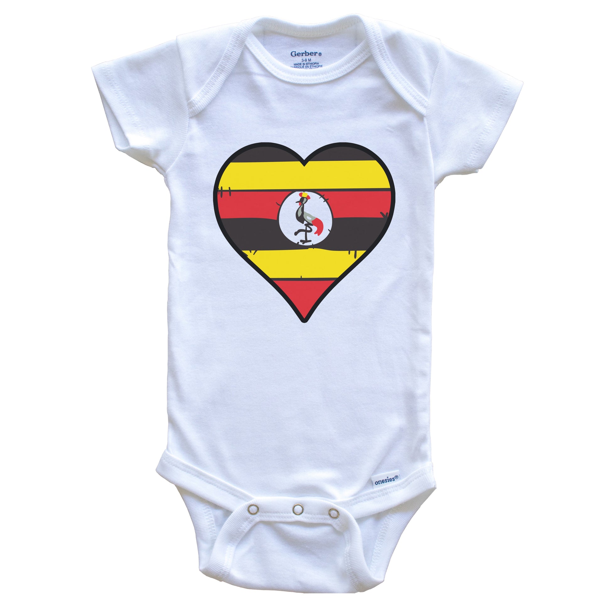 Uganda Heart Ugandan Flag Baby Onesie