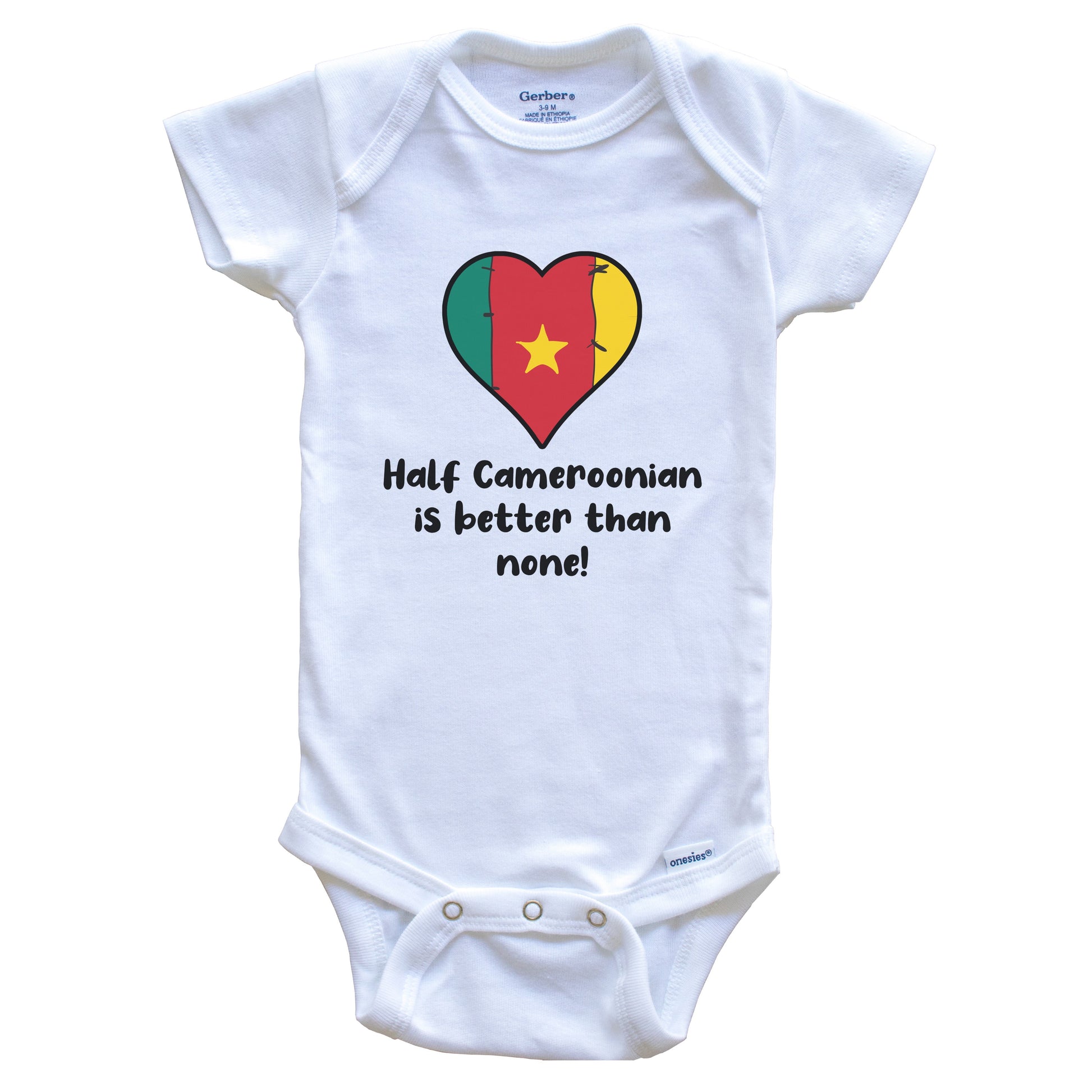 Half Cameroonian Is Better Than None Cameroon Flag Heart Baby Onesie