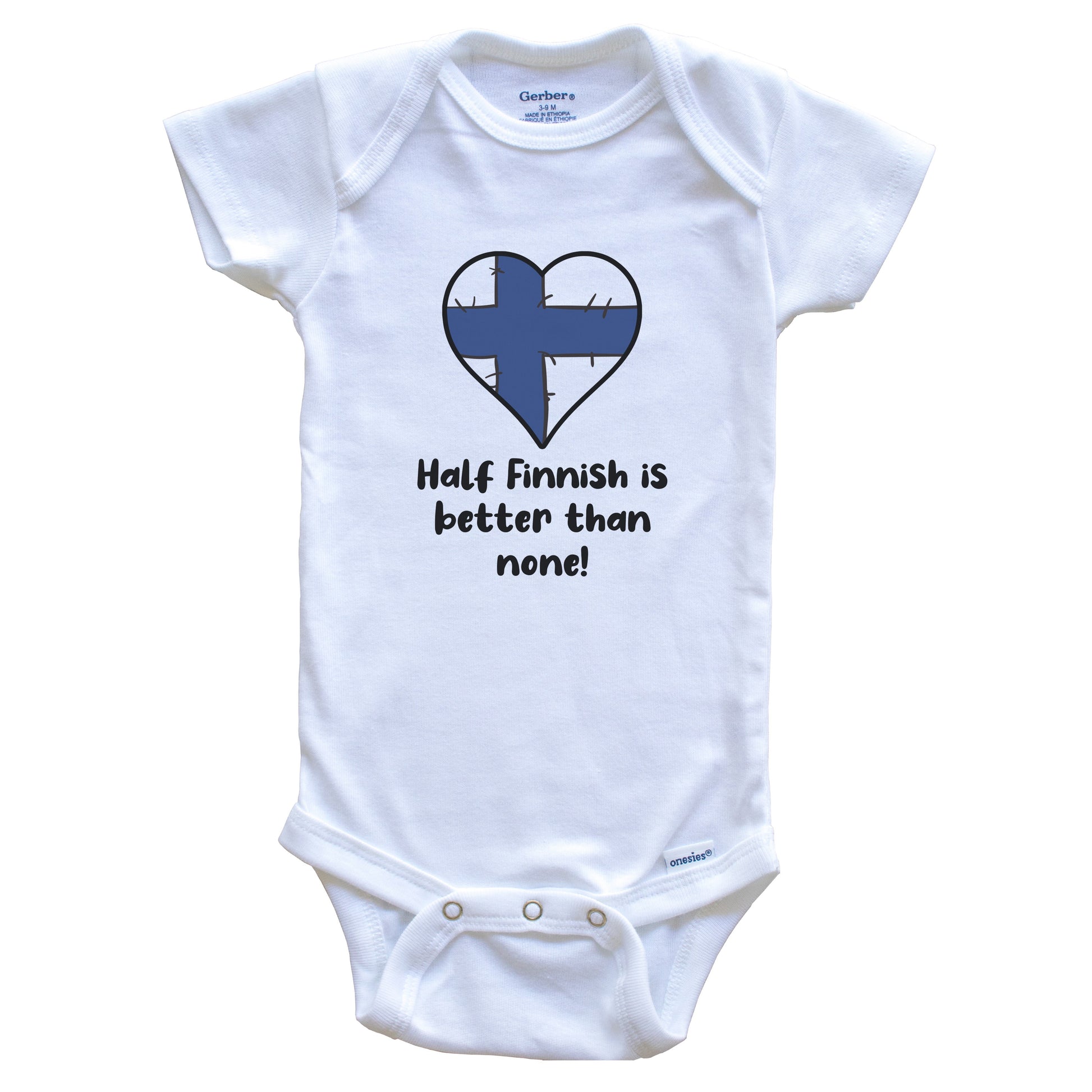 Half Finnish Is Better Than None Finland Flag Heart Baby Onesie