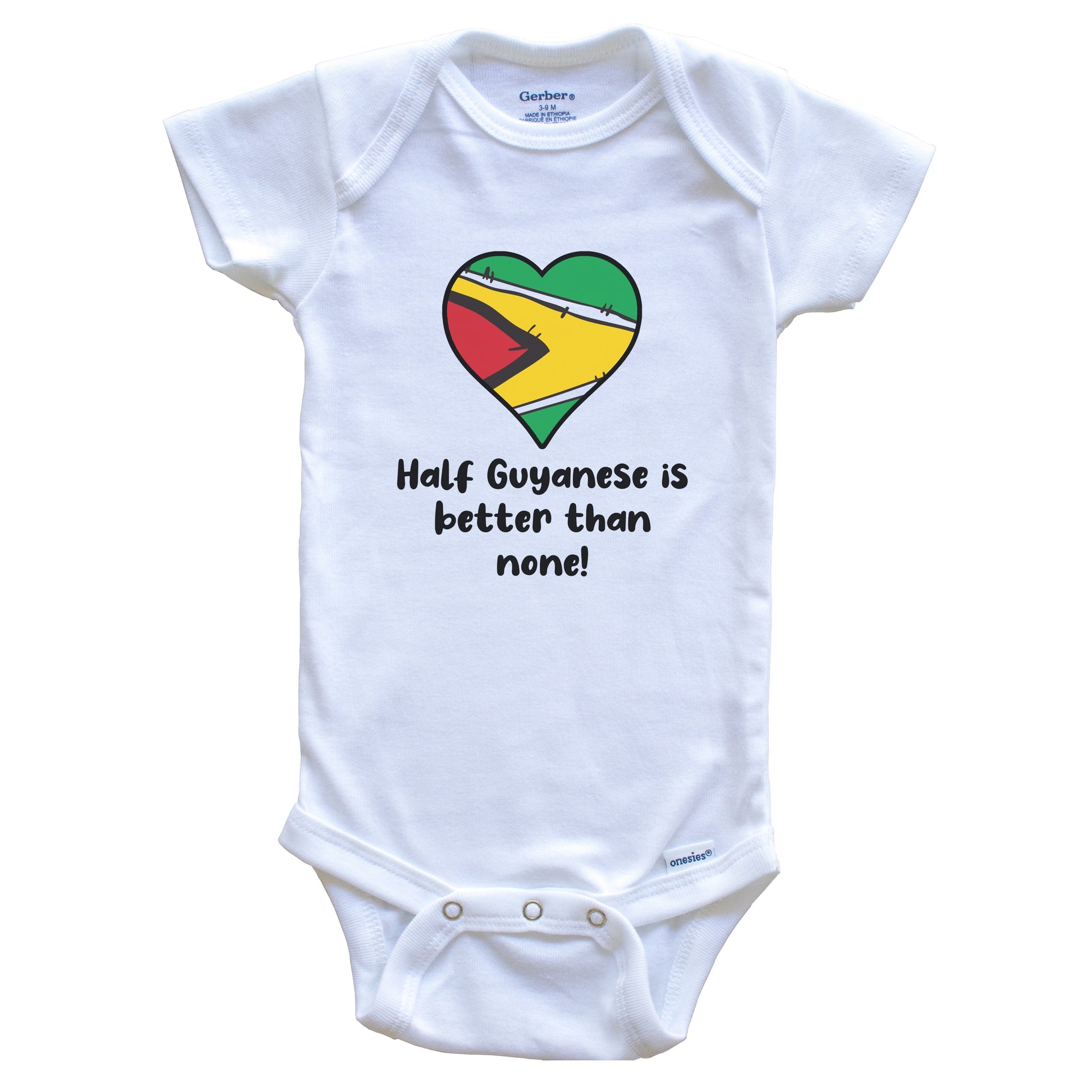 Half Guyanese Is Better Than None Guyana Flag Heart Baby Onesie