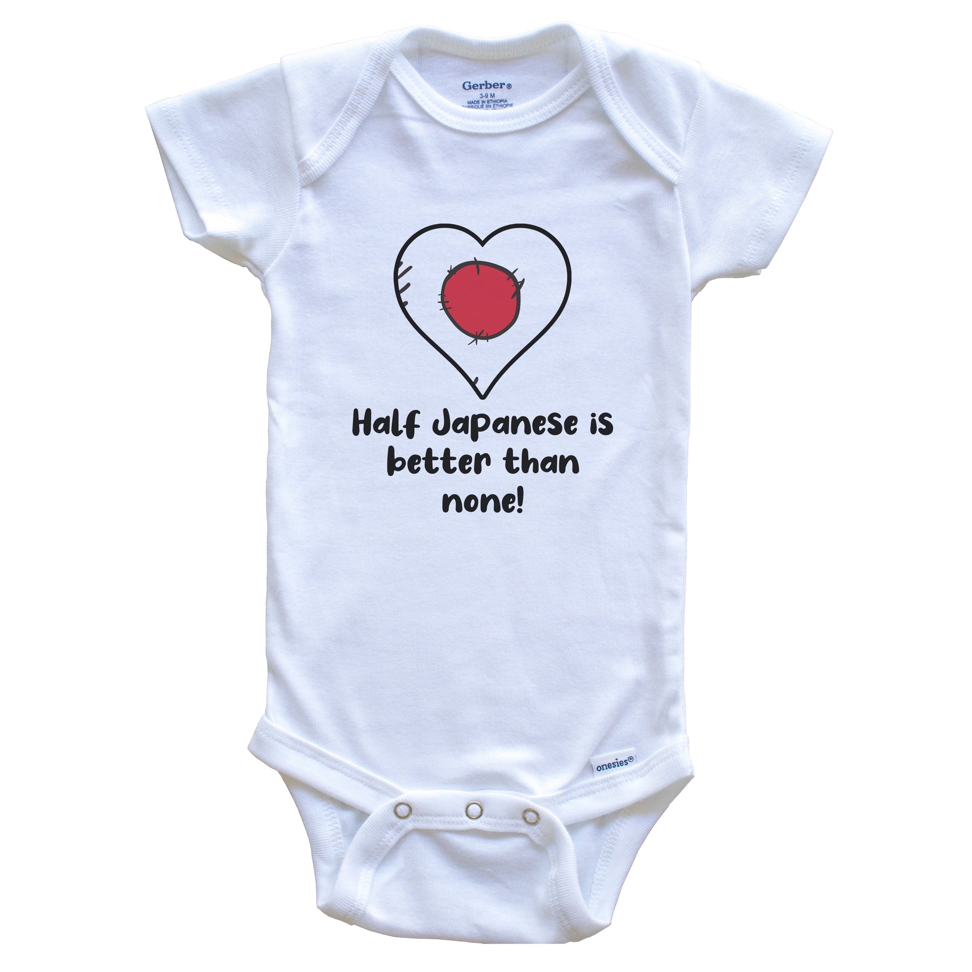 Half Japanese Is Better Than None Japan Flag Heart Baby Onesie
