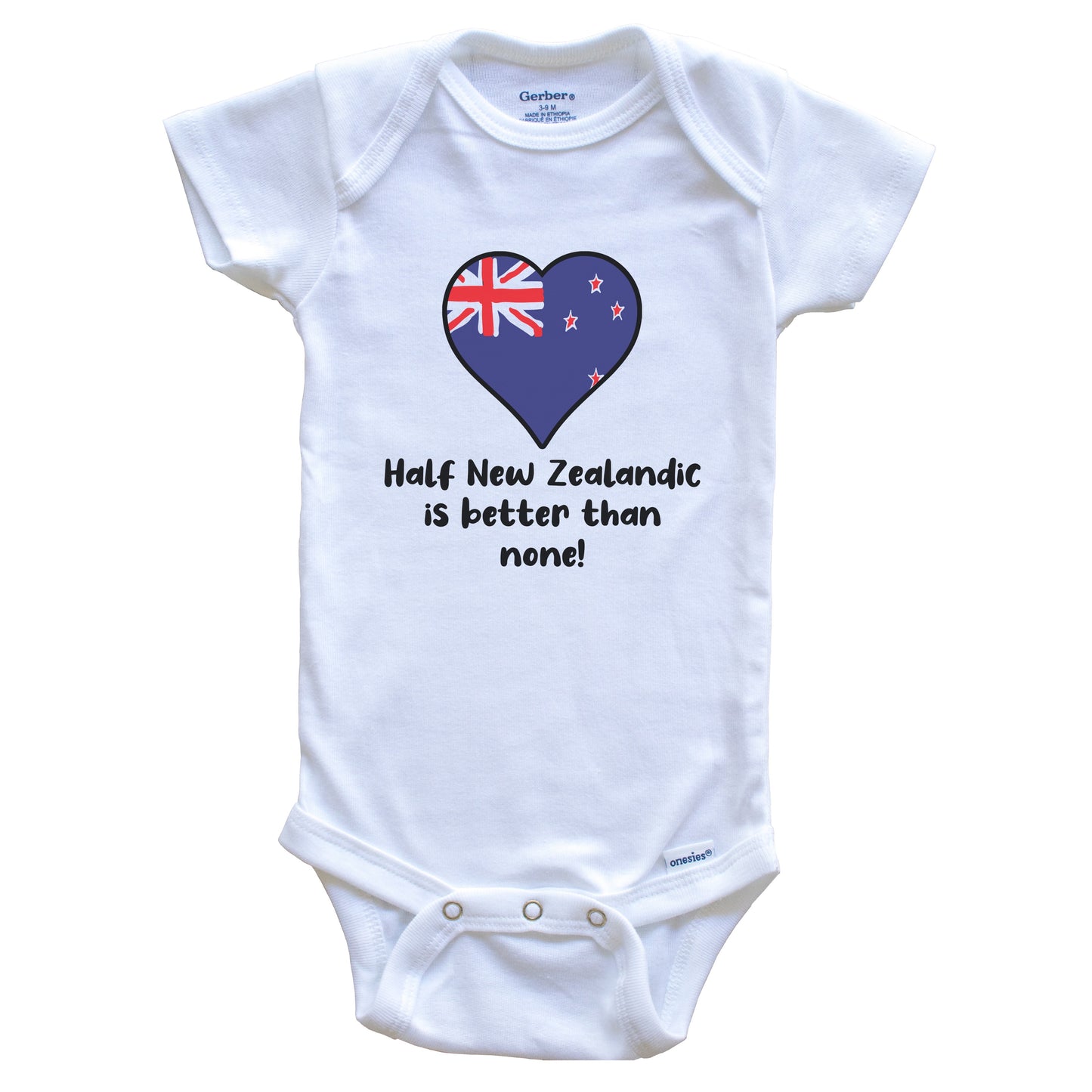 Half New Zealandic Is Better Than None New Zealand Flag Heart Baby Onesie