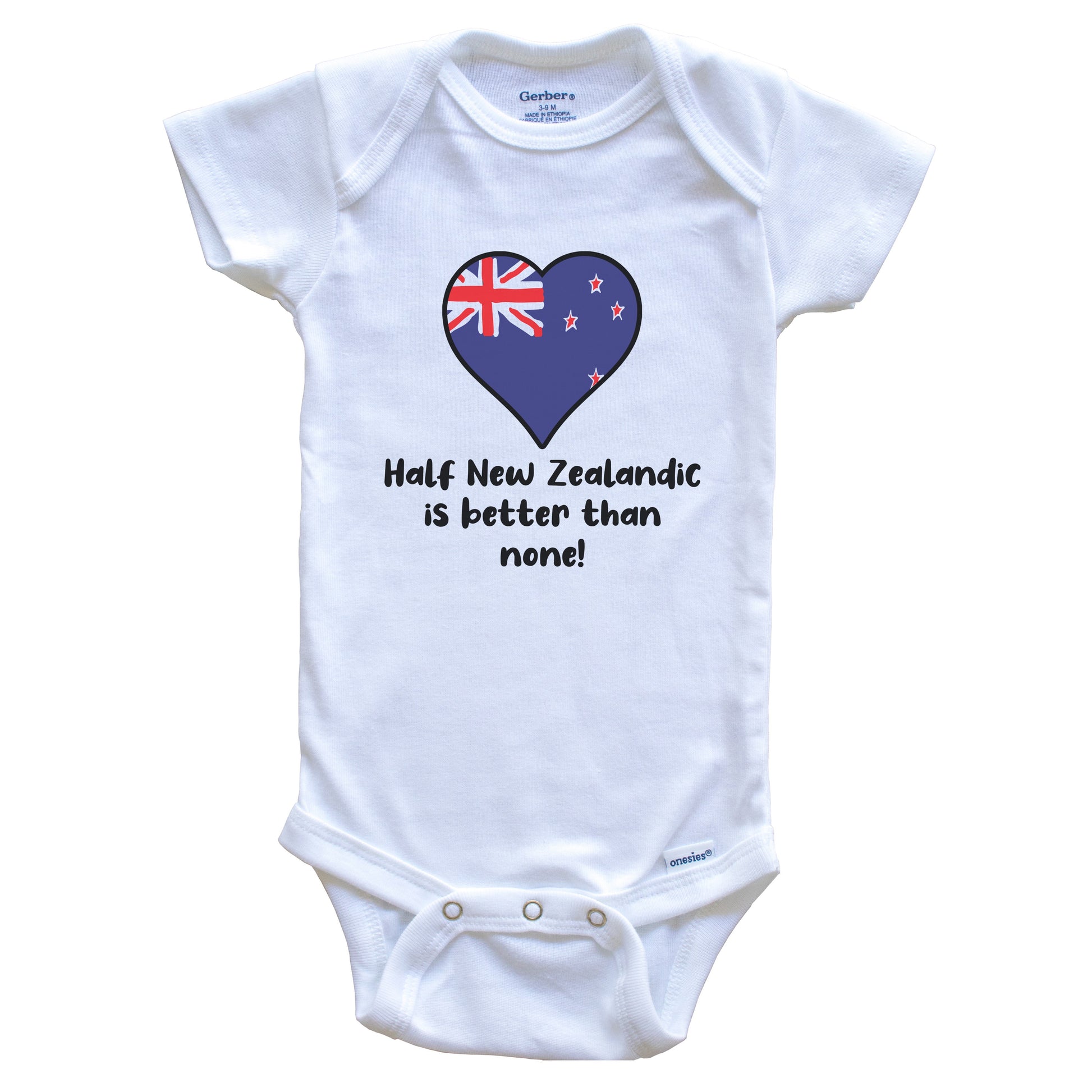 Half New Zealandic Is Better Than None New Zealand Flag Heart Baby Onesie