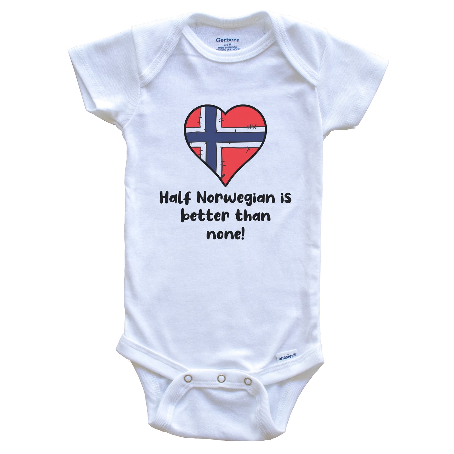 Half Norwegian Is Better Than None Norway Flag Heart Baby Onesie